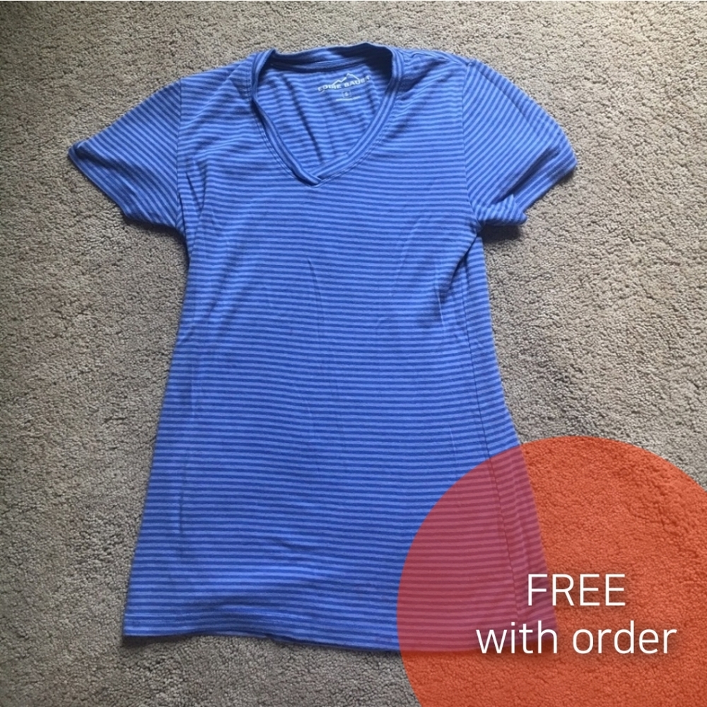 Eddie Bauer purple striped short-sleeve t-shirt S small
